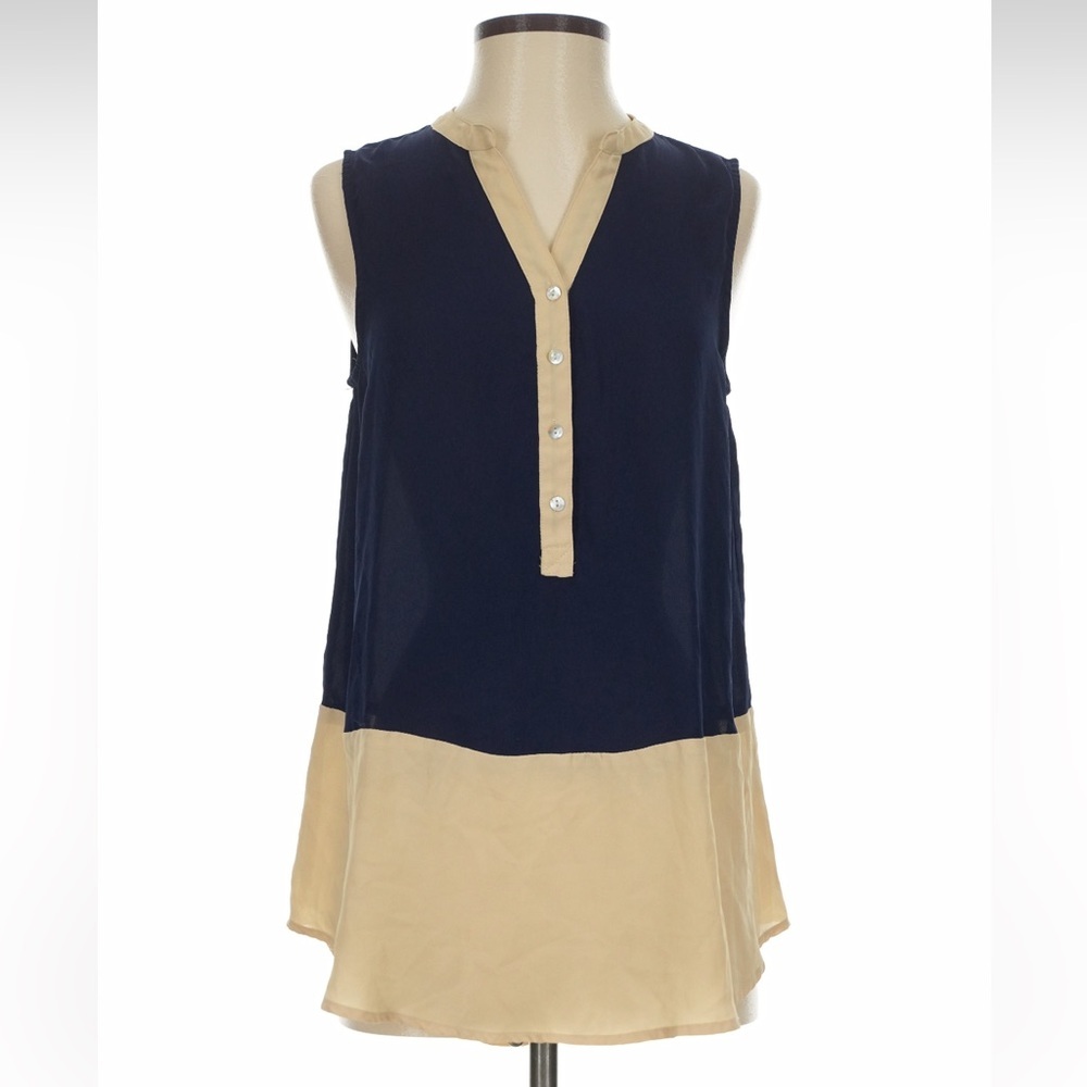 Sunday in Brooklyn Navy and Beige Colorblock Sleeveless Tunic